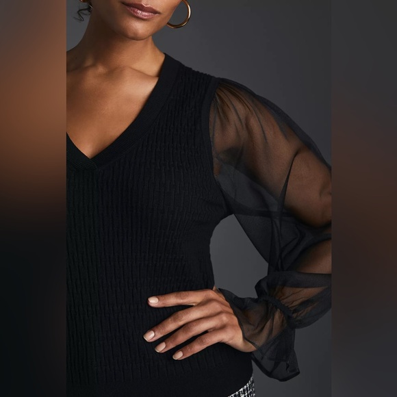 Anthropologie Maeve Sheer-Sleeve Sweater - Picture 8 of 11